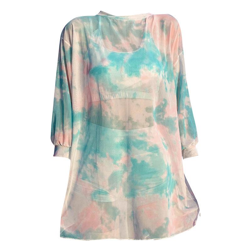 Купальник для девочек, раздельный, из трех частей, для девочек постарше, консервативный и тонкий, спортивный и досуговый стиль, купальник для девочек