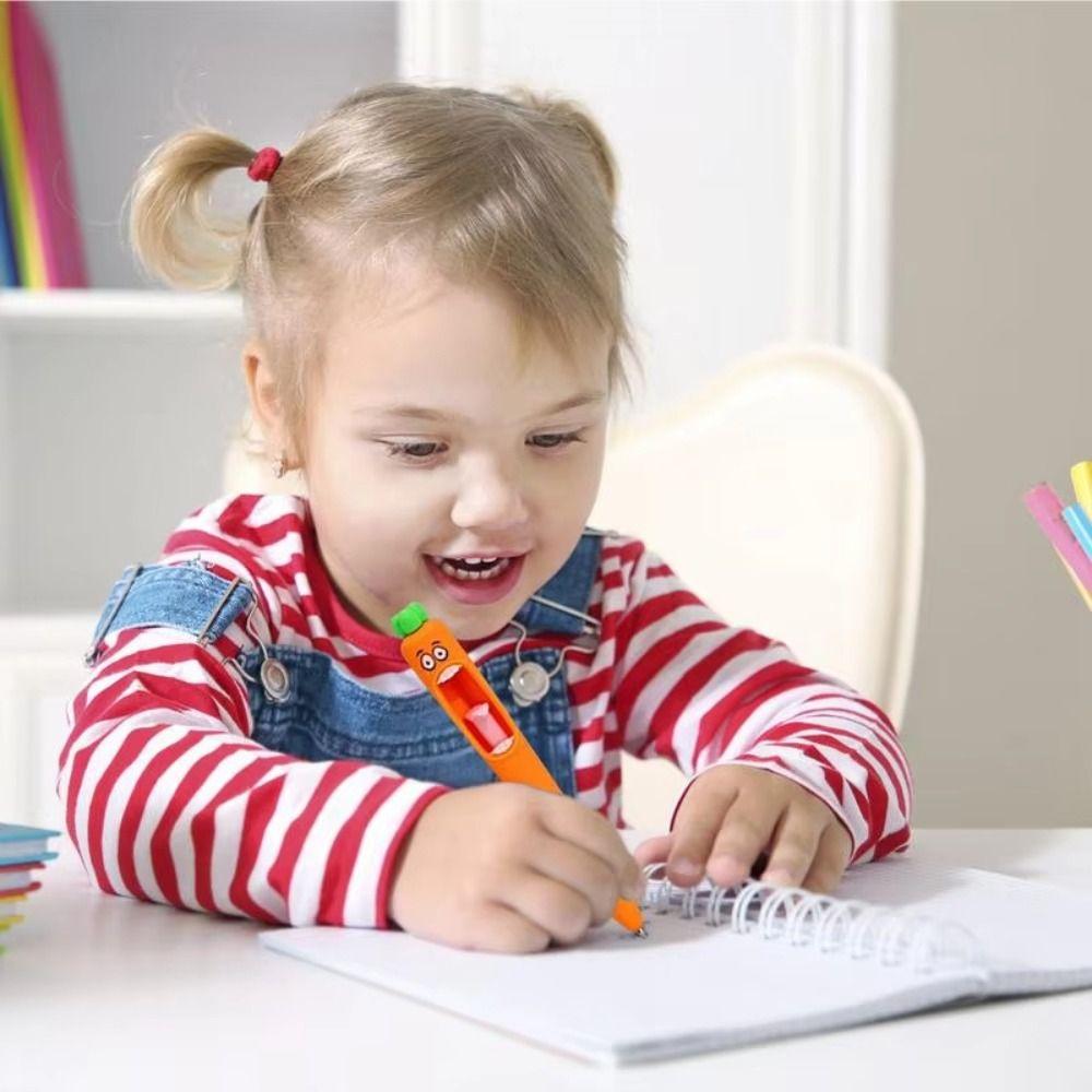 4Pcs/Box Multifunction Student Writing Pen ABS Carrot Ink Pen Drawing Stationery