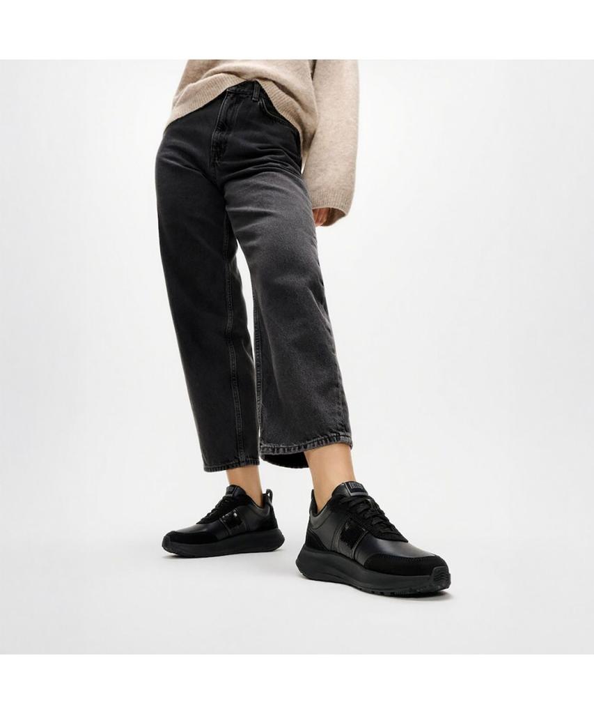 Fitflop Song Hye-Kyo Other Color [F-Mode] Women'S Sequin Suede/Leather Platform Sneakers - All Black (Ft59K2N035)