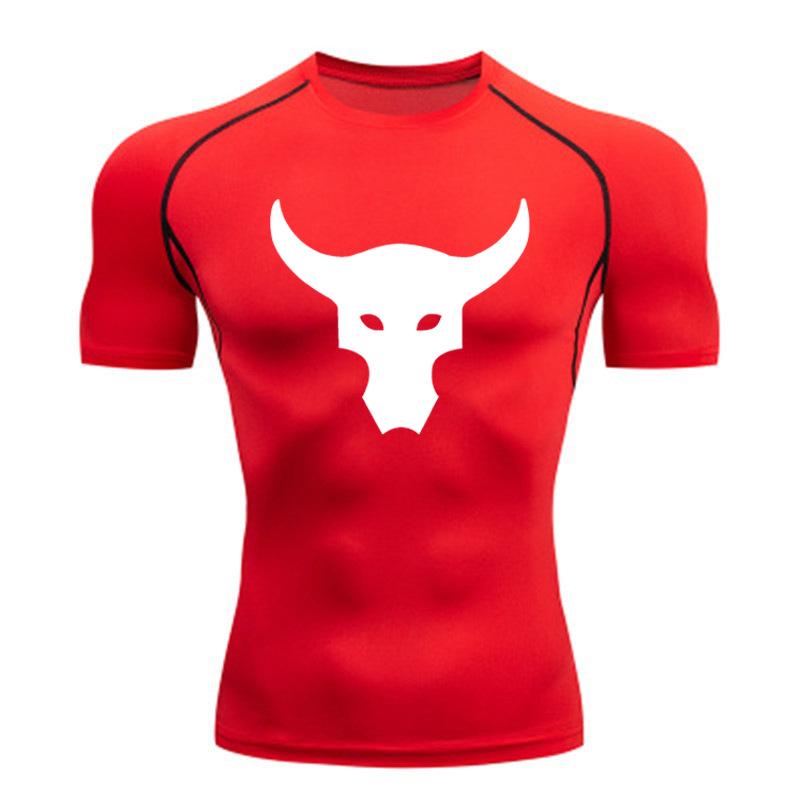 Футболка премиум-класса Quick-Dry Bull Head — дышащая ткань для бега и тренировок на свежем воздухе | Минималистичный черно-белый дизайн | Тренд в области фитнеса в Европе