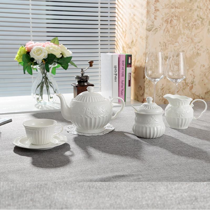 Рельефная сахарница и сливочники в стиле британского барокко, набор роскошных керамических кухонных принадлежностей в стиле рококо, кувшин для молока, кофе