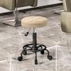 Round Swivel Stool Stool with Wheels Adjustable Height 50-66 cm Seat Upholstered in Teddy Fabric Brown