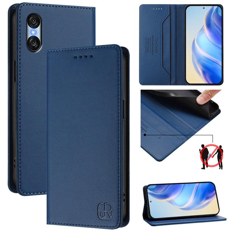 Роскошный кожаный чехол для Sony Xperia 10 VI/Xperia 5 VI/Xperia 1 VI/Xperia 5 V RFID-блокировка слотов для карт Магнитная подставка для притяжения Ударопрочный откидной чехол