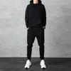 Мужской худи и джоггеры на флисовой подкладке в корейском стиле, комплект больших размеров, модная повседневная одежда