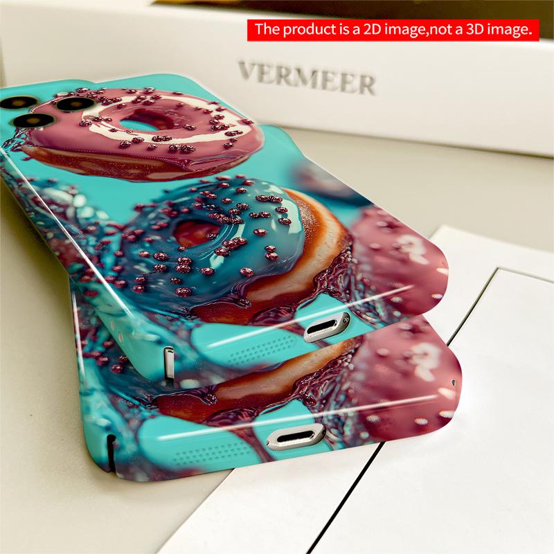 2DFlat Glossy Donuts in Mid-Air Splash All inclusive film hard iPhone case, compatible with iPhone 18 Pro Max 17 16 15 14 13 12 11