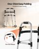VEVOR Folding Walker, 2-Button Foldable Walker with Solid Wheels & 8-Level Adjustable Height