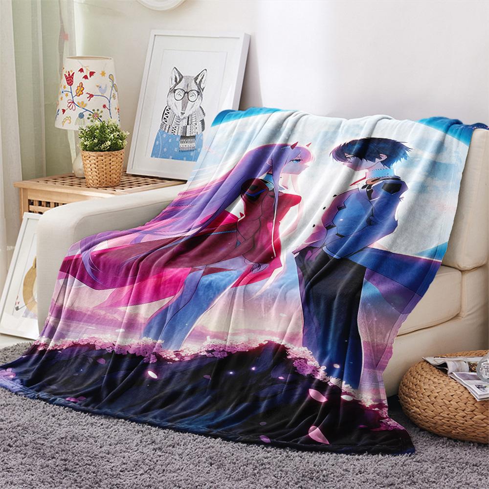 1PC Franxx Patterned Flannel Blanket Suitable For All Seasons For Home Decor Warmth And Comfort Gifts Holiday Present