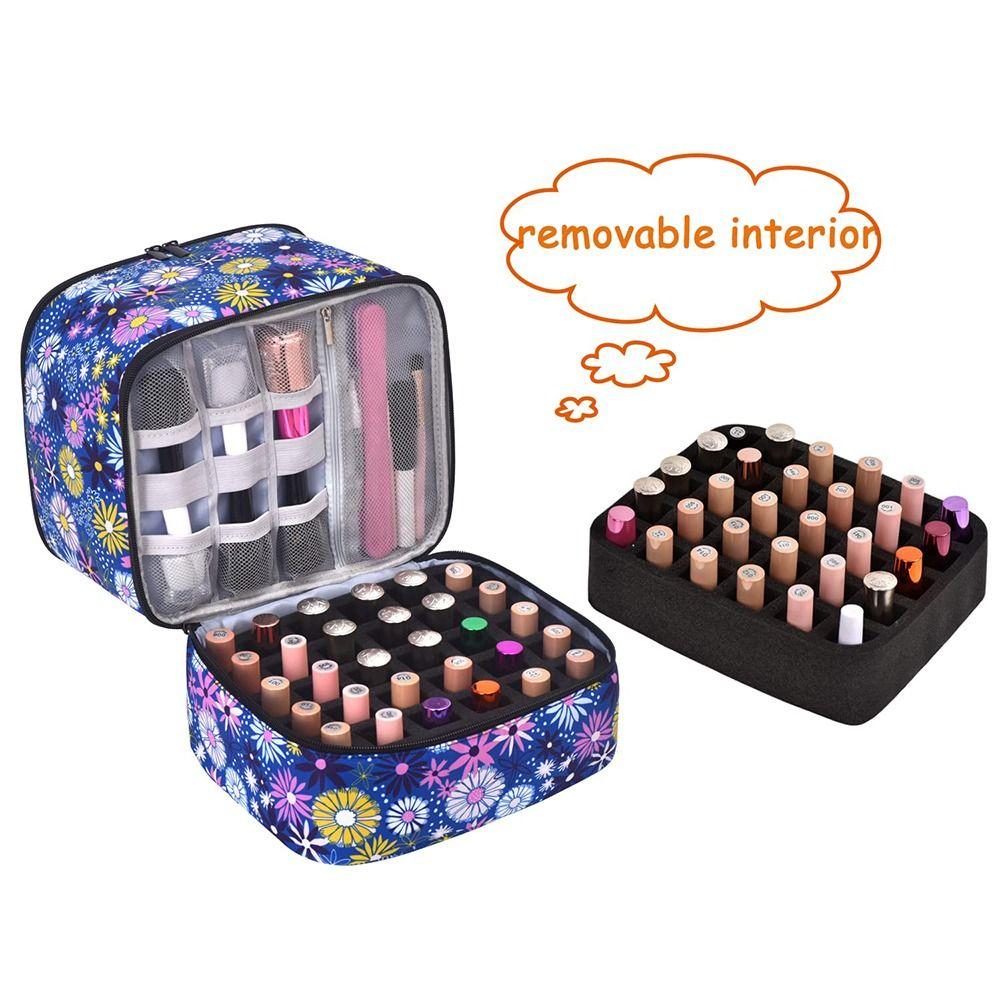 Multi-function Nail Polish Storage Bag Removable Inner Pouch Essential Oil Storage Box Holds 30 Bottles and Nail Lamp