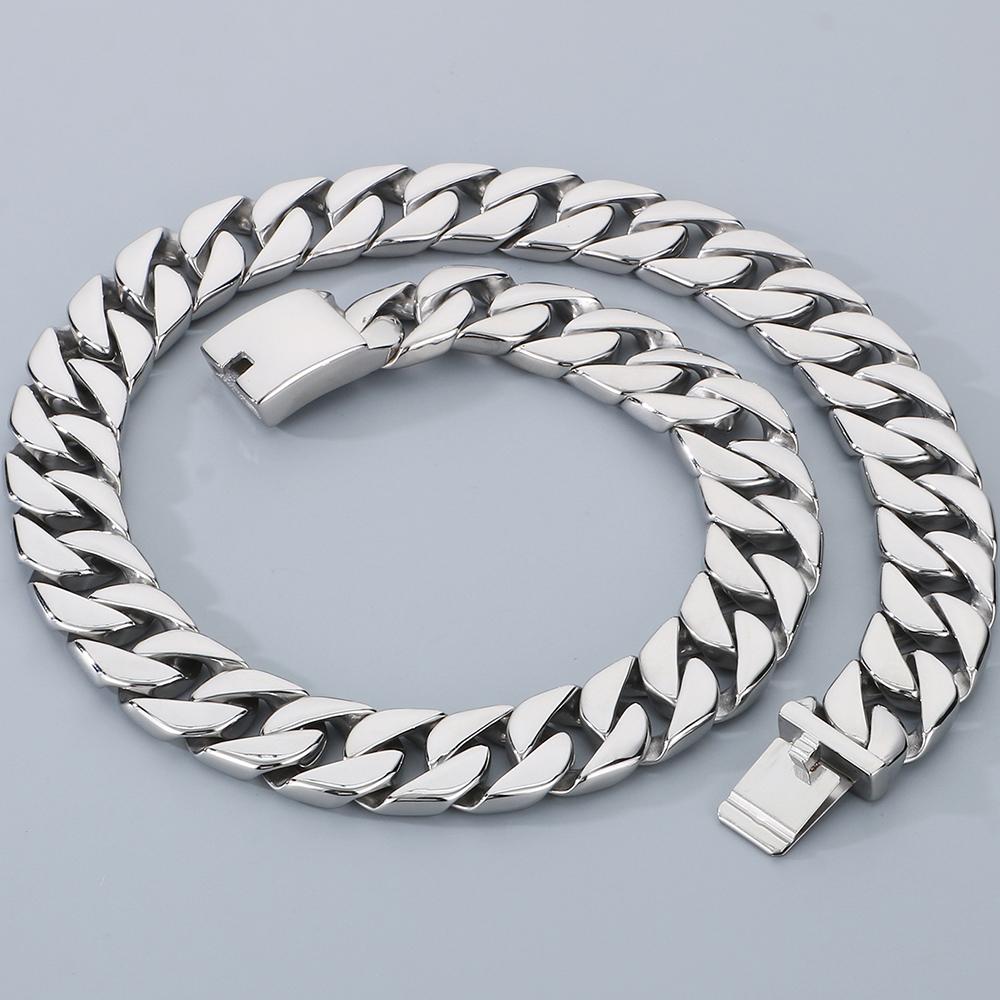 Men's Stainless Steel Cuban Link Chain Necklace Hip Hop 20MM Width Rope Choker for Man Punk Rock Gothic Streetwear Jewelry Gift