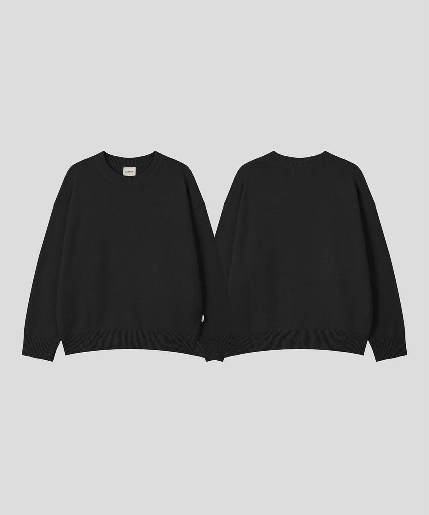 BLACK MOMENT Nature Lambswool Crew Knit [Black]