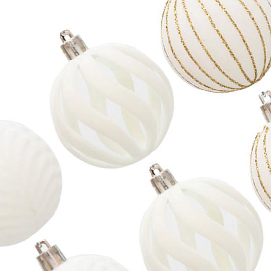 6 Pcs Christmas Balls Glitter Flocked Hanging Ball Hollow Ball Reusable Shatterproof Xmas Ball for Christmas Tree Home Parties Decor ARI