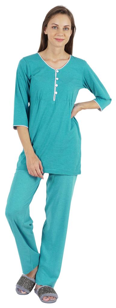 Inkmeso Solid Nightwear Set W  Pyjama For Women Cotton Nightwear 2 Pcs