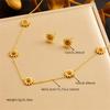 Fashionable Tiger Eye Sunflower Jewelry Set with Chain Necklace Earrings Bracelet
