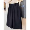 Black High Waist Loose Wide Legs Straight Casual Suit Material Cropped Pants Women's Spring and Summer Thin and Thin Shorts