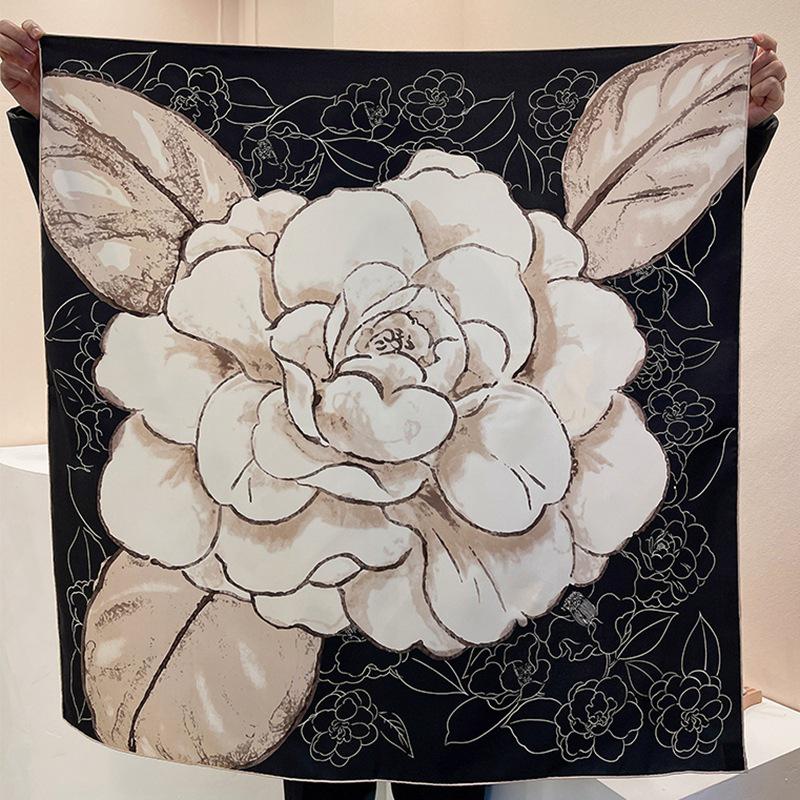 Шелковый твиловый шарф Silk Road в черно-белом французском стиле для весны/лета