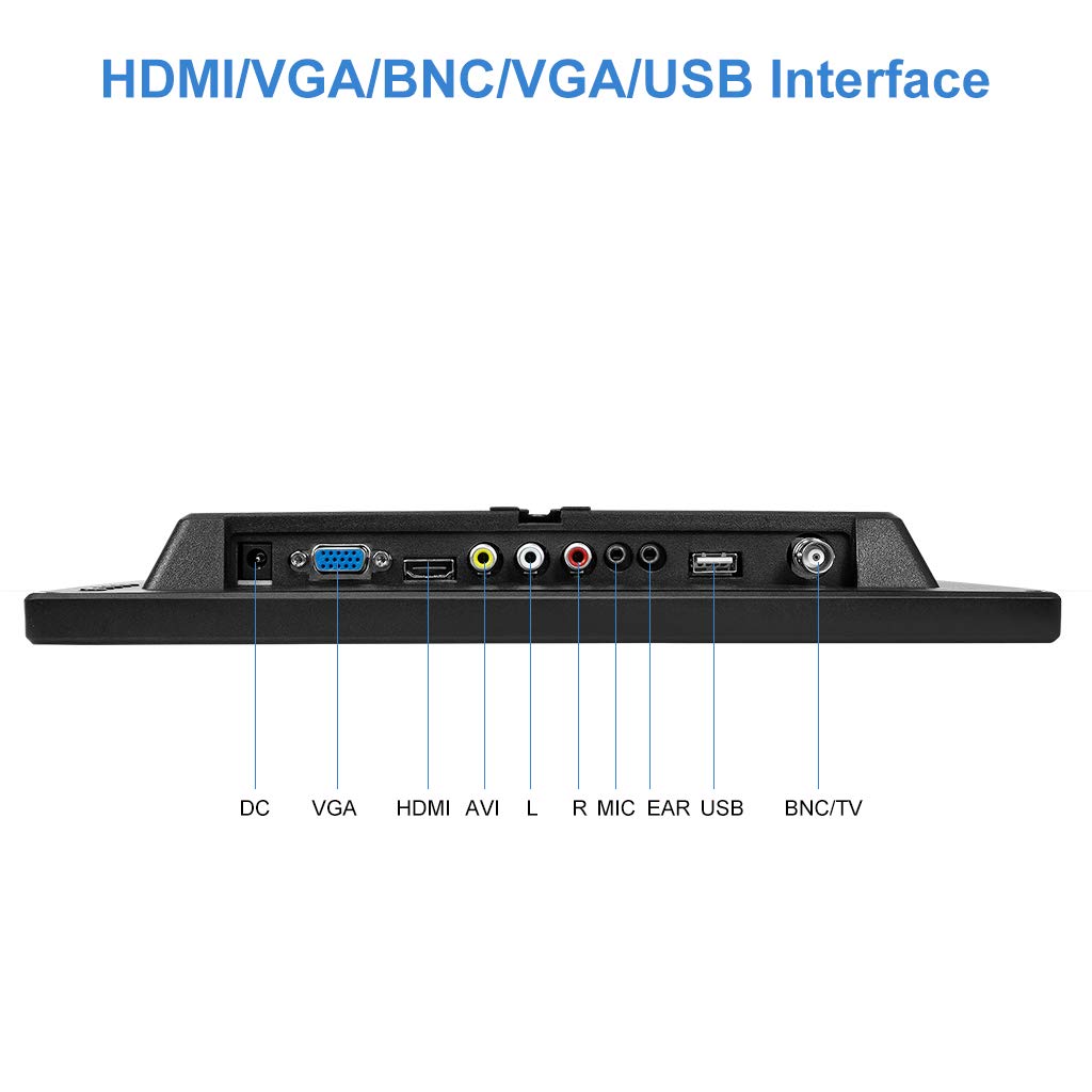 Мобильный дюймовый монитор видеонаблюдения HD 1366x768 Маленький монитор 60 Гц отклик 5 мс динамик ЖК-цветной экран Маленький портативный монитор, 11,6 HDMI-VGA-AV-BNC интерфейс,