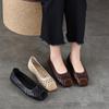Genuine Leather Summer Hollow Breathable Flats Women's Shoes Comfortable Square Toe Soft Soled Sandals