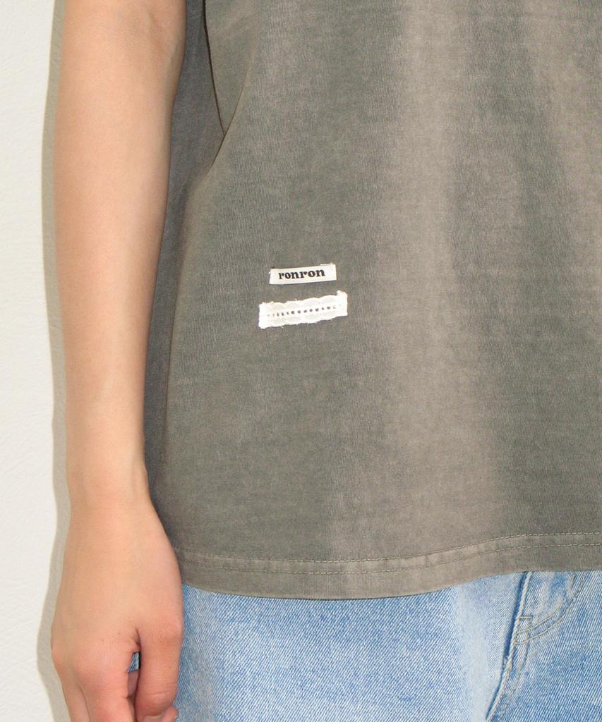 RONRON Pigment Mini Label Basic Fit T Shirt Gray