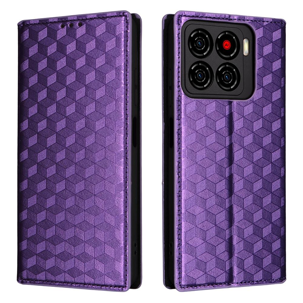 For ZTE Blade A56 Case Wallet Rhombus Imprinted Leather Phone Cover