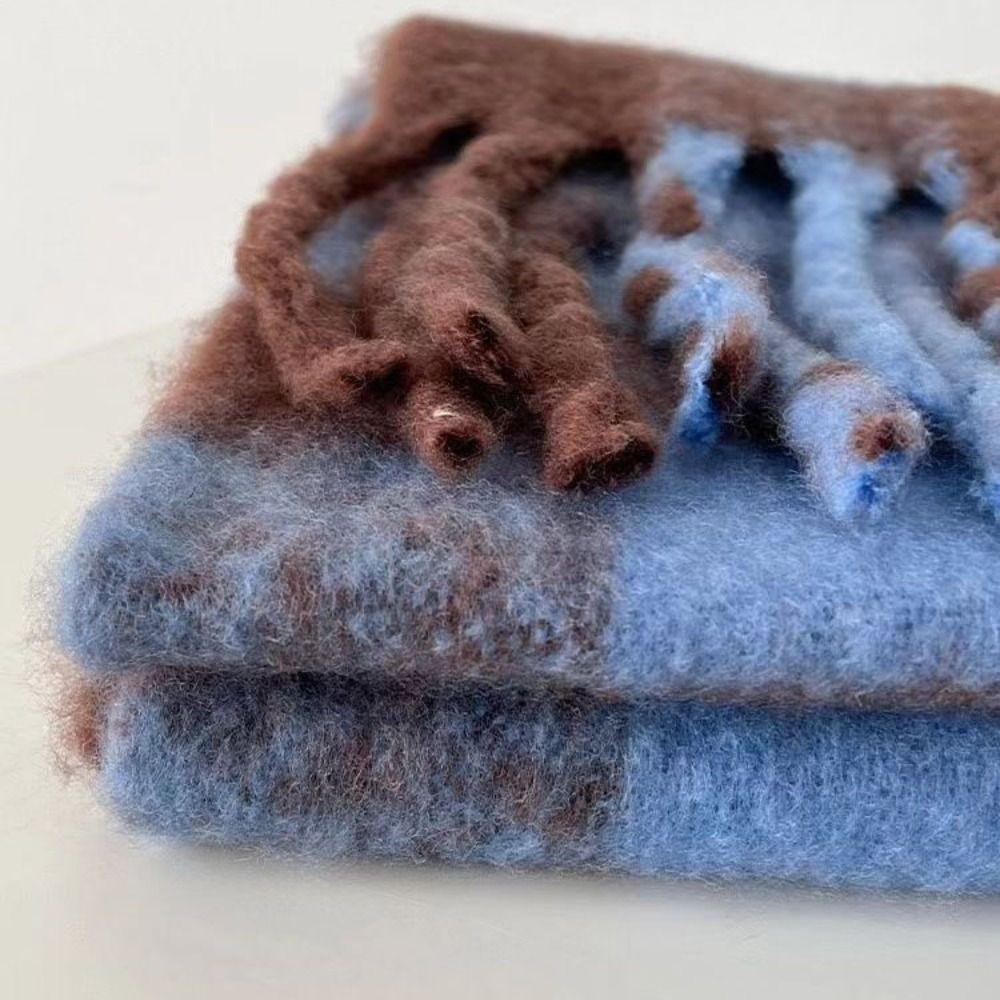 Шарфы с полосатым узором и длинной кисточкой, мягкая утолщенная шаль-накидка, ретро зимний кашемировый шарф для девочек