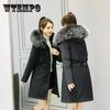 Women Fur Lined Hooded Parka Female Winter Coat Thick Warm Jacket Ladies Fur Collar Wadded Jacket