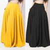 Women Maxi Skirt High Waist A-Line Solid Color Skirt with Pockets Loose Fit Pleated Long Skirt Leisure Daily Wear