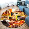 Classic Japanese-style cartoon Demon Slayer round rug, home soft decorative anti-slip yoga mat and chair mat, outdoor floor mat carpet K14
