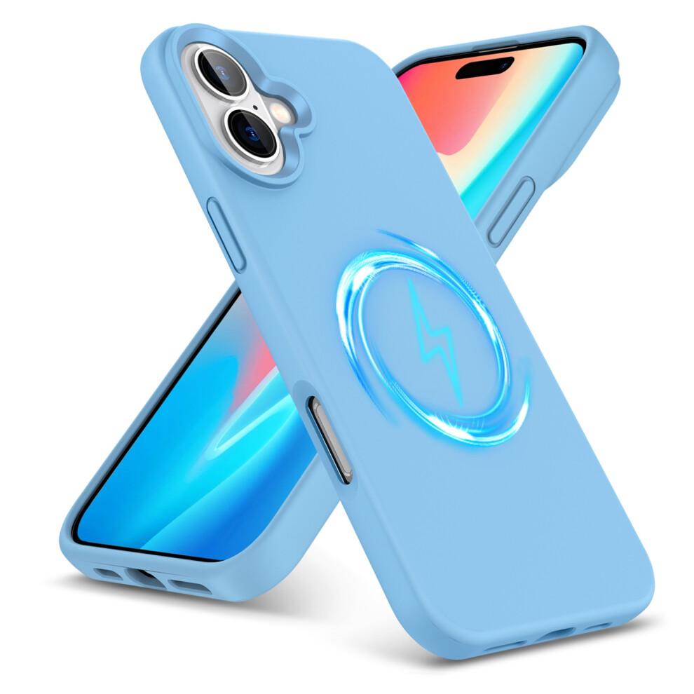 (Sky Blue) For iPhone 16 Pro Plus Max Liquid Silicone MagSafe Shockproof Phone Case
