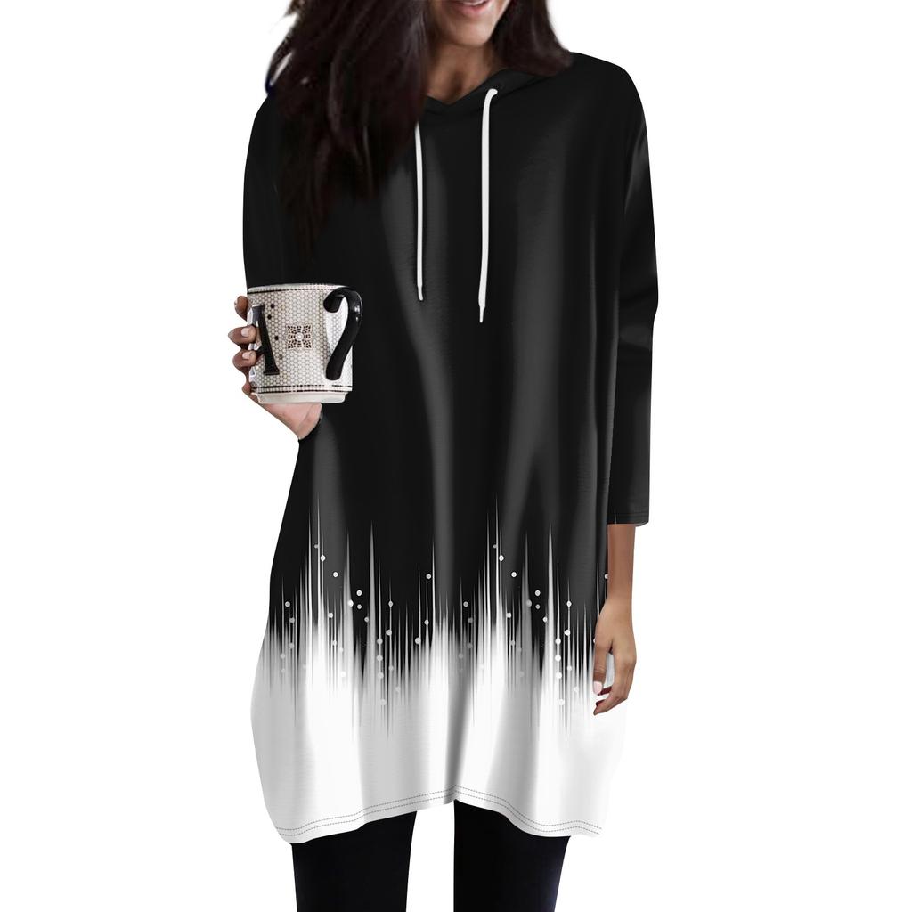 Женские толстовки, повседневные рубашки с рукавами 3/4, модные туники с принтом, топы с карманами