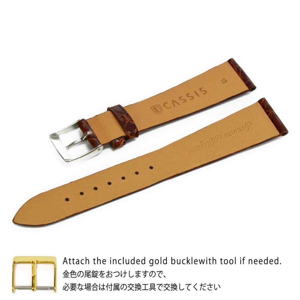 CASSIS Caiman Croco Watch Strap COLMAR 18mm Gold Brown Replacement Tool Included U0000A72041018M (Crocodile Leather)