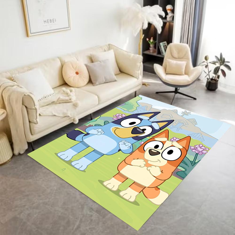 Bluey's Adventure Carpet Suitable for Dining Room Outdoor Living Rooms Dormitory Anti-slip Rug Anime Office Decor Perfect Gift for Friends & Family