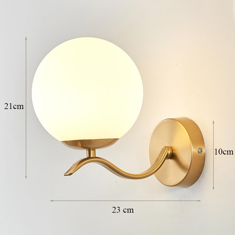 Decorative Modern Wall Lamp with Glass Shade Bedside Bedroom Loft Design Up Down Iron Led Night Lights Gold for Home Mirror E27