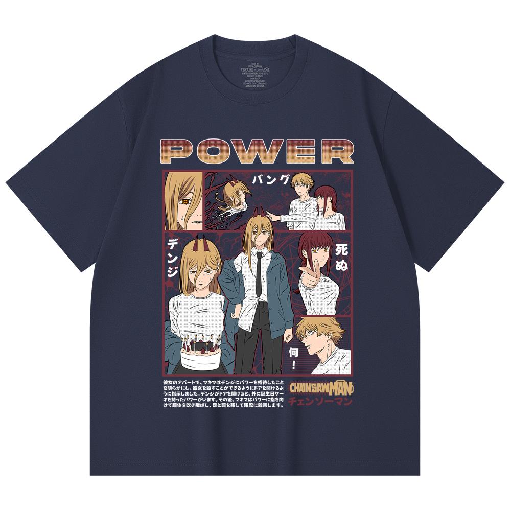 230 Gsm 100% Cotton Chainsaw Man V1 Power Print Unisex Heavy Cotton T Shirt