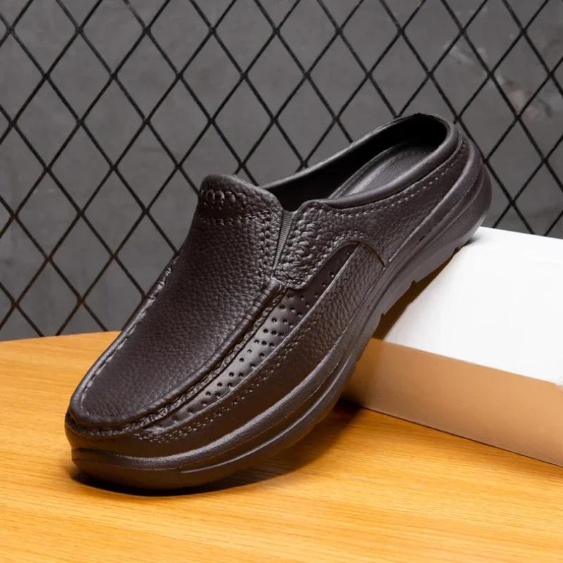 2024 Новые мужские тапочки Модные мюли Мягкие пляжные тапочки из ЭВА для песка Большие размеры Слайды Однотонные повседневные сандалии для отдыха на открытом воздухе