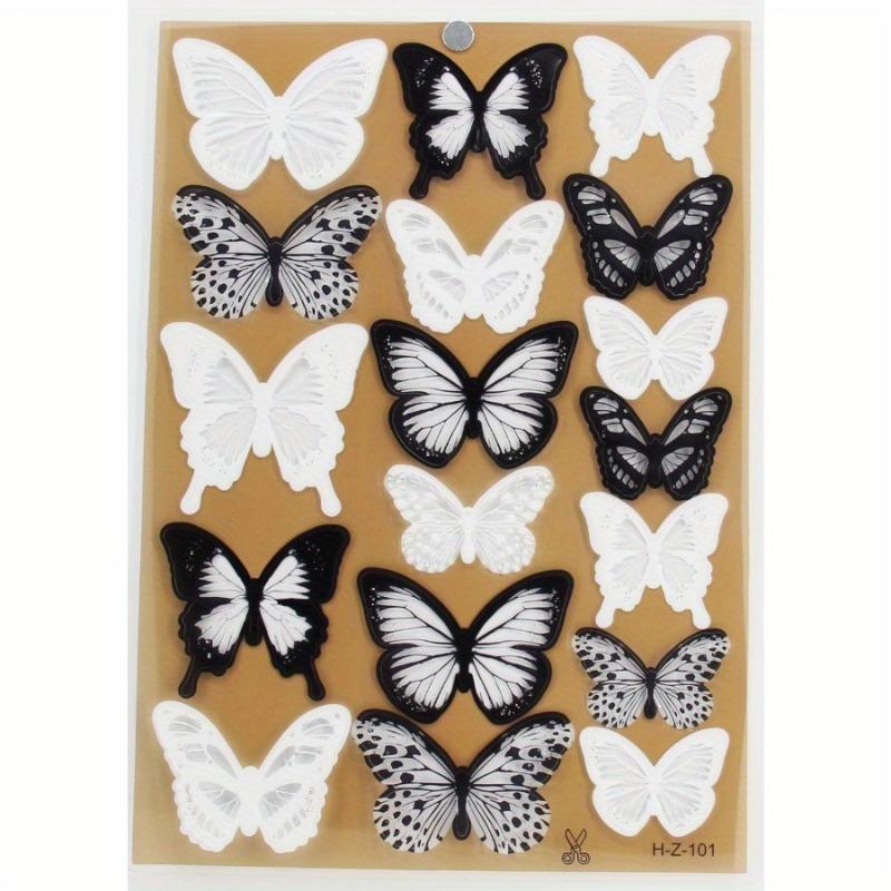 2 комплекта 3D имитация черно-белых пластиковых бабочек настенные наклейки двусторонний скотч спальня гостиная настенные наклейки