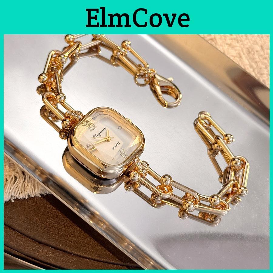 Quartz Watch Bracelet Women Hollow Ushaped Lobster Clasp Square Wristwatch