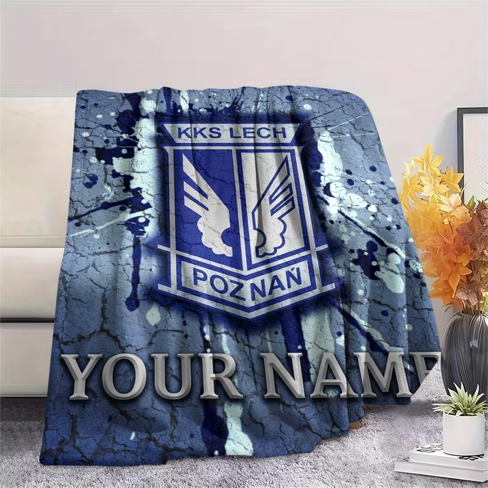 1PC Custom Name Kks Lech Poznan Patterned Flannel Blanket Suitable For All Seasons for Home Decor Warmth and Comfort Gifts Holiday Present_xia