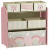 Kids Storage Unit Toy Storage Organiser With Six Fabric Bins For Bedrooms Playrooms Nurseries Pink