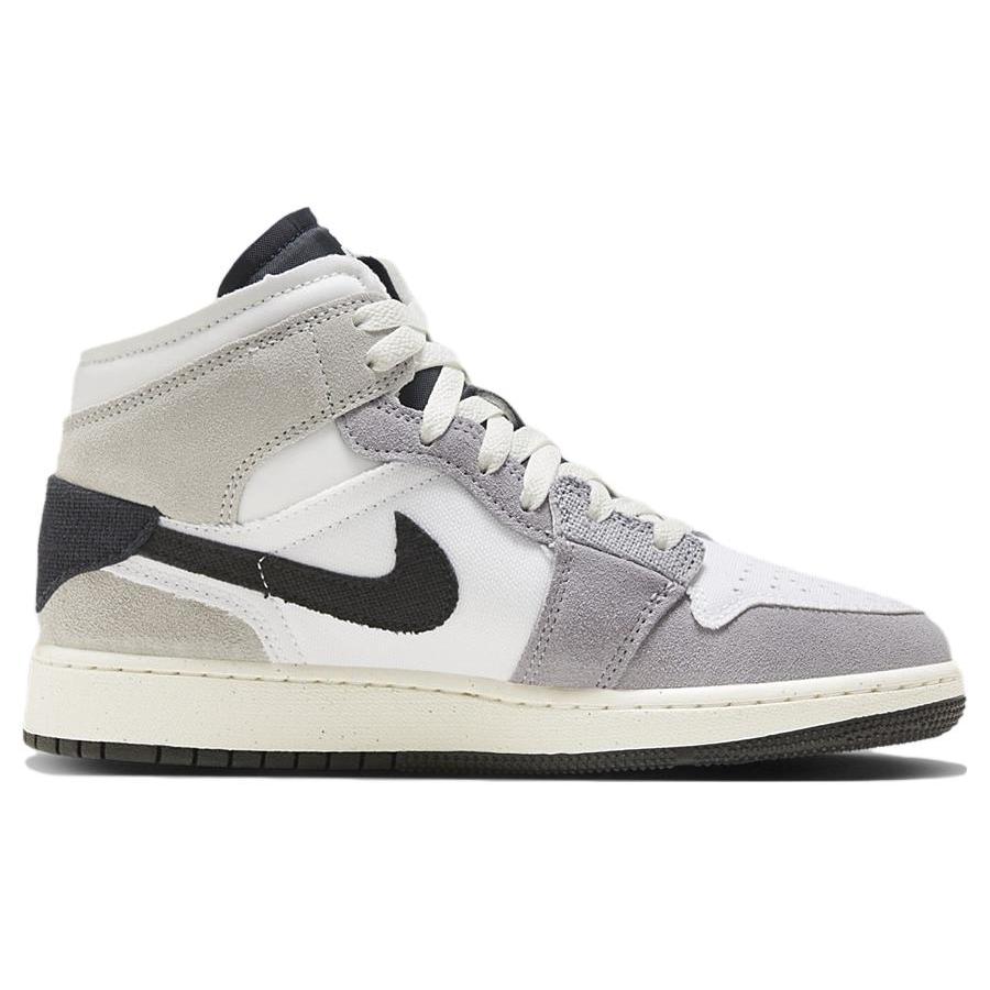 Jordan 1 Mid SE Craft Белый Цемент Серый Черный GS FD9091-002