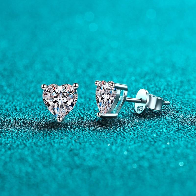 Bague Ringen Простые серьги из стерлингового серебра 925 пробы 1/2CT с настоящим сердцем из муассанита и бриллиантов, свадебные серьги-гвоздики для женщин, ювелирные изделия в подарок