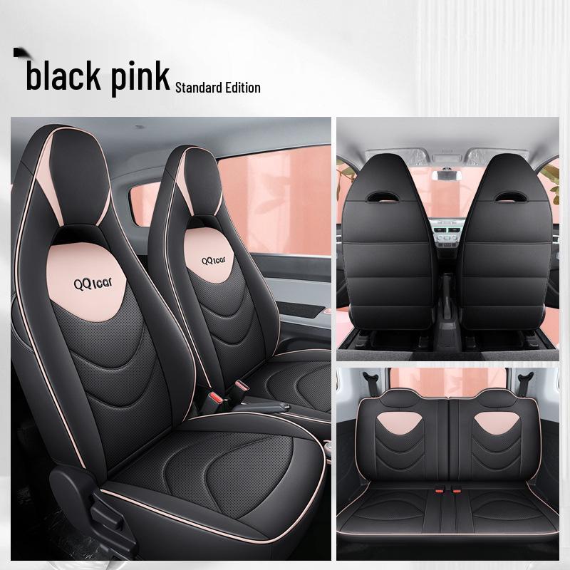 QQ Ice Cream Car Seat Cushion: Full Coverage Cartoon Leather Seat Cover for All Seasons