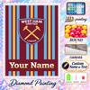 West Ham United 5D DIY Diamond Painting Custom Name Text, Full Drill Rhinestone Mosaic Art Home Gift