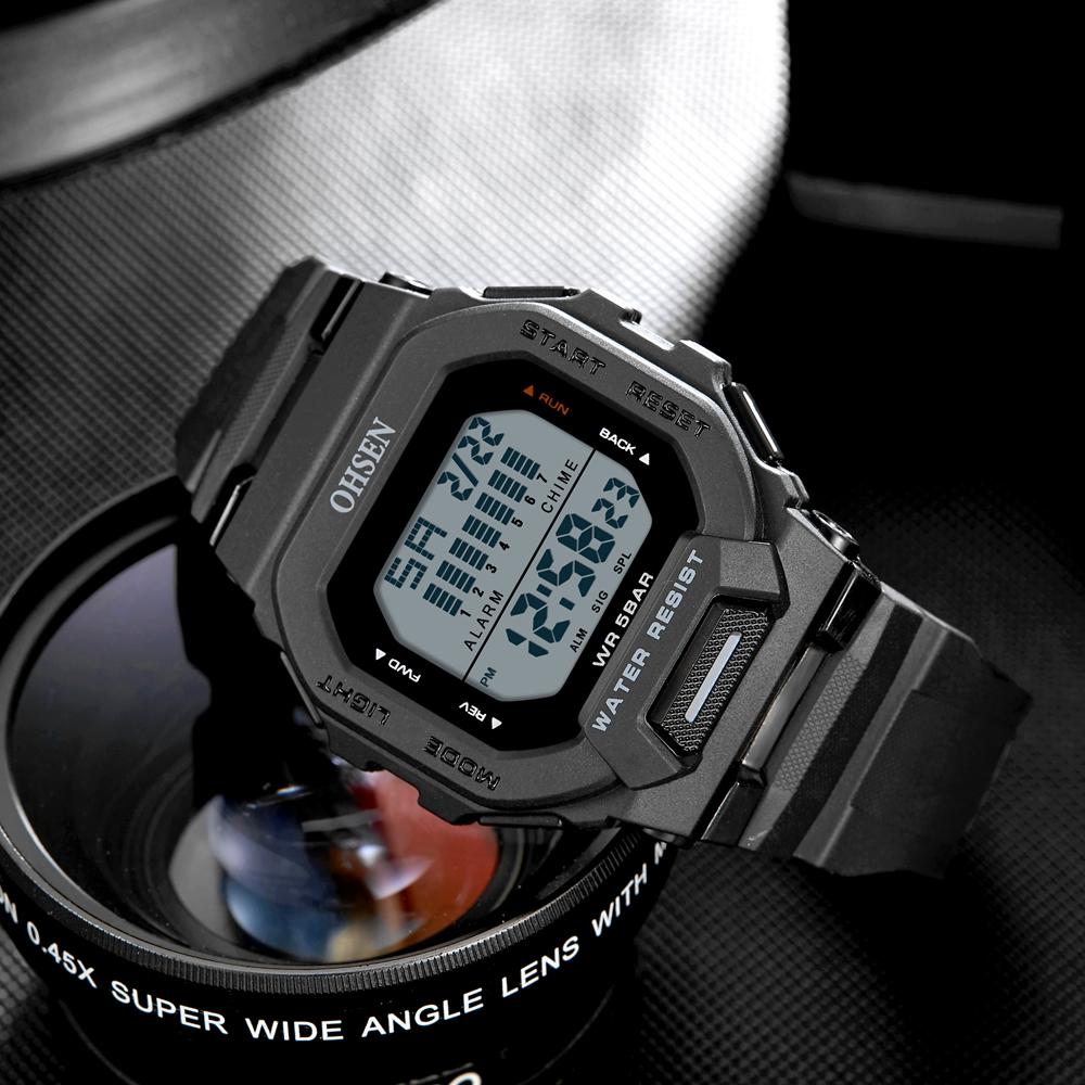 Fashion OHSEN Hombre Male Digital Watches 5ATM Dive Man Mens Sports Green Wristwatches Hand Clocks Man Watch Reloj Masculino