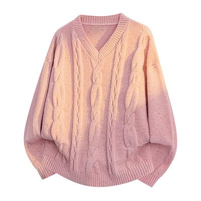 Пуловеры С Длинным Рукавом Свитера Унисекс Джемпер Параграф V-образный Вырез Топ Вязаный Свитер с Перекрученными Полосками Осень Зима Для Пар Параграф Базовый Вязаный Свитер