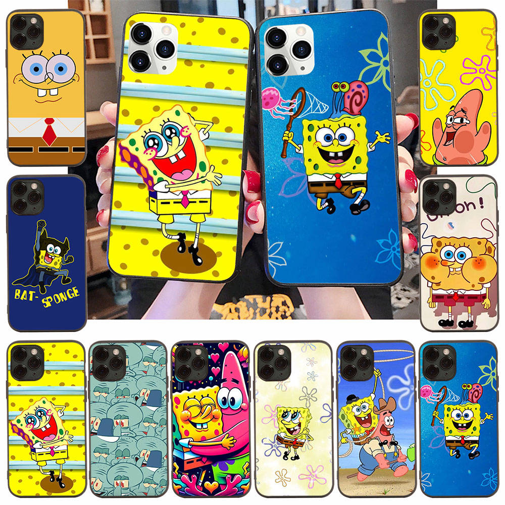 Case for Xiaomi Poco X6 X4 M5 M6 F5 F6 C65 C55 C50 C51 C40 Redmi Note 7 8 14C A3X 13C 12C 11 10A 9C Pro Black Sofe Cover SI44 SpongeBob Cartoon