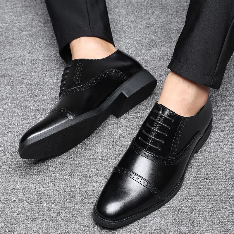 New Men's Shoes Business Dress British Shoes Amazon Gentleman Leather Shoes Foreign Trade Casual Lace-up Extra Large Size 48 Size