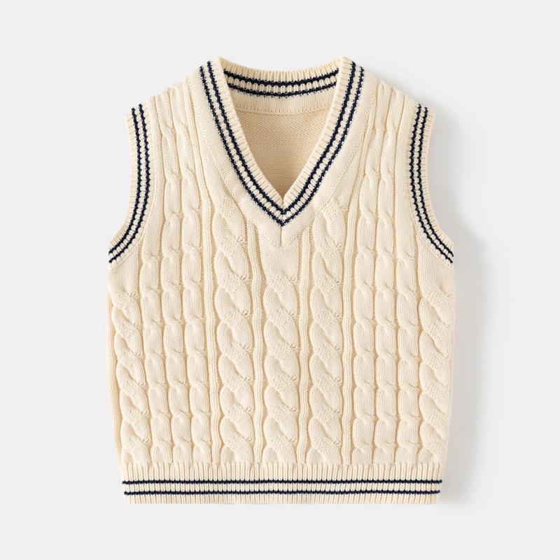 Boys Casual V-neck Knit Vest Spring Children's Fashion Sweater Vest
