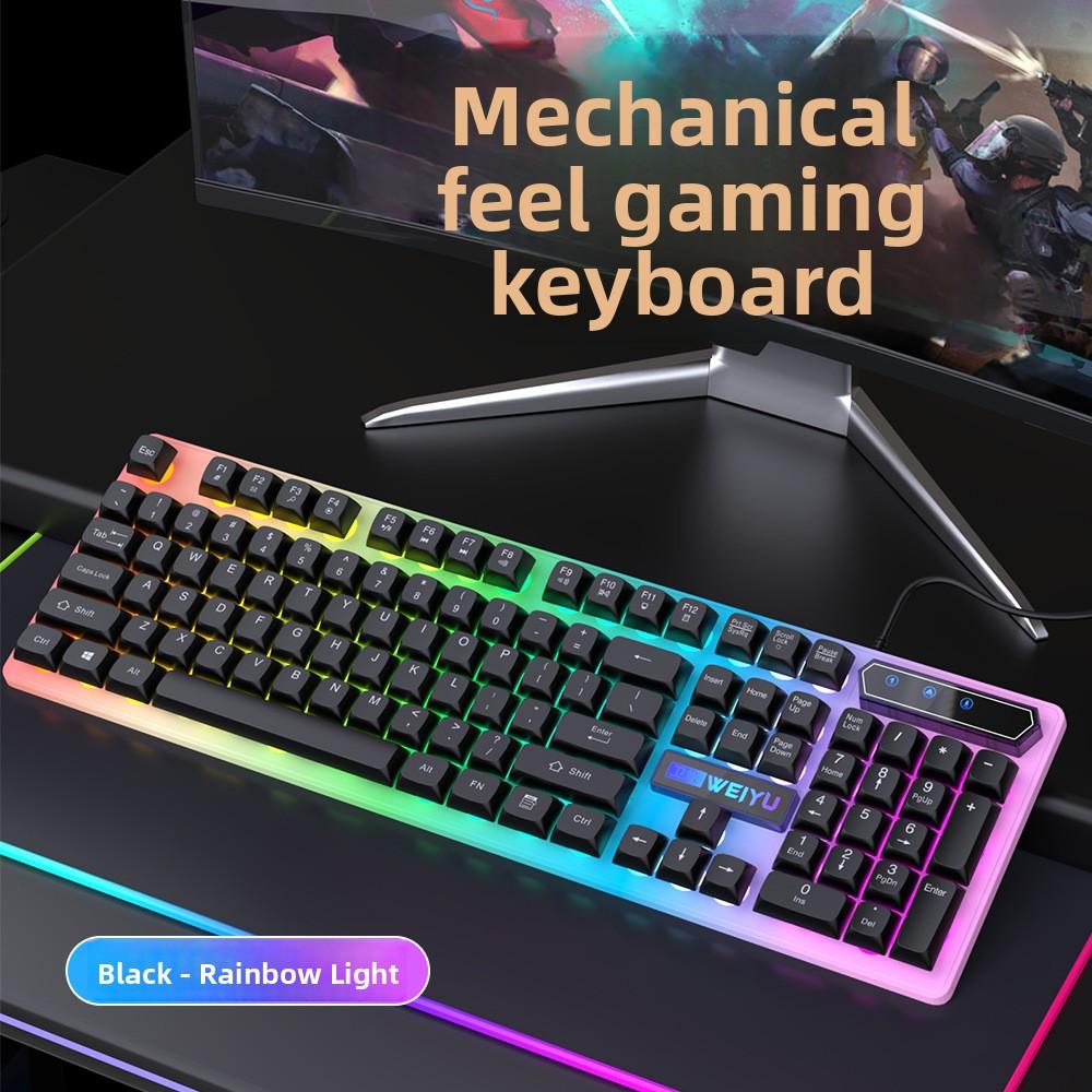 In-Stock Fast Ship Mechanical Feel Wired Keyboard Mouse LED Backlit Set Gaming Esports Computer Peripherals Accessories