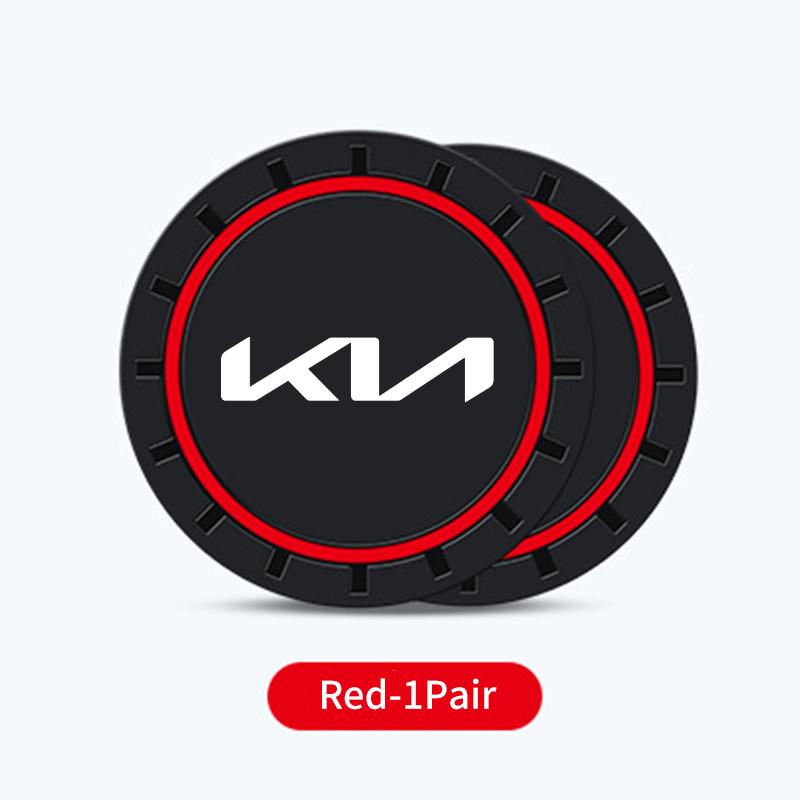 AABIU1 2pcs Car Silicone Coasters Water Cup Pads Non-Slip Mats For KIA K5 K2 Rio Optima Sportage Ceed Soul Picanto Venga Forte Stonic
