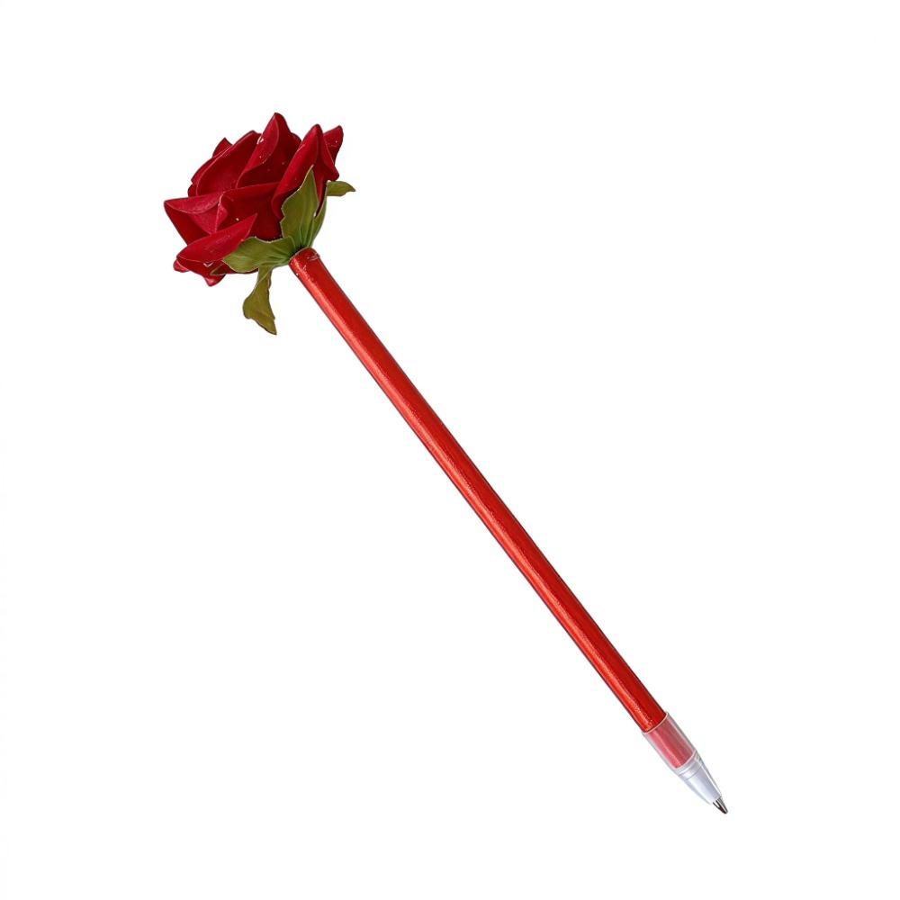Fake Rose Artificial Flowers Ballpoint Pen Writing Smoothly Signature Pen Office School Supplies